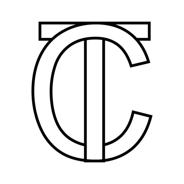 Logo teken tc ct, pictogram teken vermengde letters c t logo tc ct eerste hoofdletters patroon alfabet — Stockvector