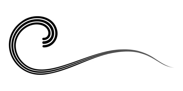 Caligrafía de triple línea curvada, elemento vectorial de caligrafía de ola de mar, banda de cinta elegantemente curvada — Archivo Imágenes Vectoriales