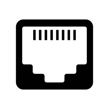 Ethernet port simgesi, Lan ağ portu, iletişim portu illüstrasyonu