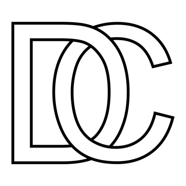 Logo sinal dc cd, ícone sinal entrelaçado, letras d c —  Vetores de Stock