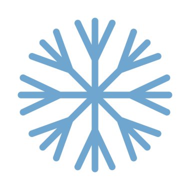 Kar tanesi mavi simgesi. Kar tanesinin basit düz çizim silueti.