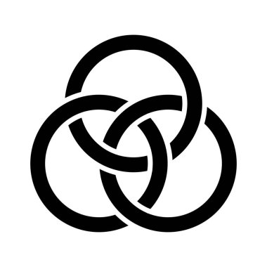 Birbirine bağlı çember, logo konsepti, üç bağlantılı halka vektör çizimi