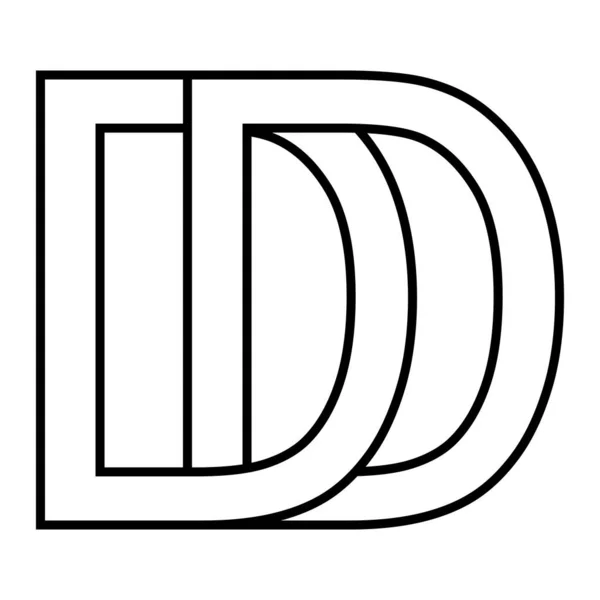 Logo tegn dd ikon, tegn interlaced, bogstaver d – Stock-vektor