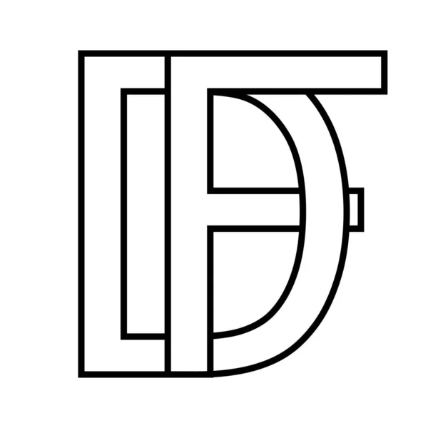 Logo znak df fd ikona prokládaný, písmena d f — Stockový vektor