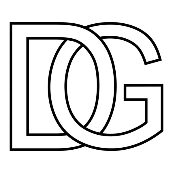 Logo znak dg gd ikona znak prokládané písmena d g — Stockový vektor