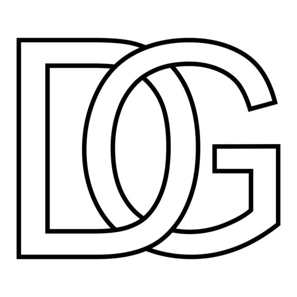 Logo znak dg gd, znak ikony prokládaná písmena d g — Stockový vektor