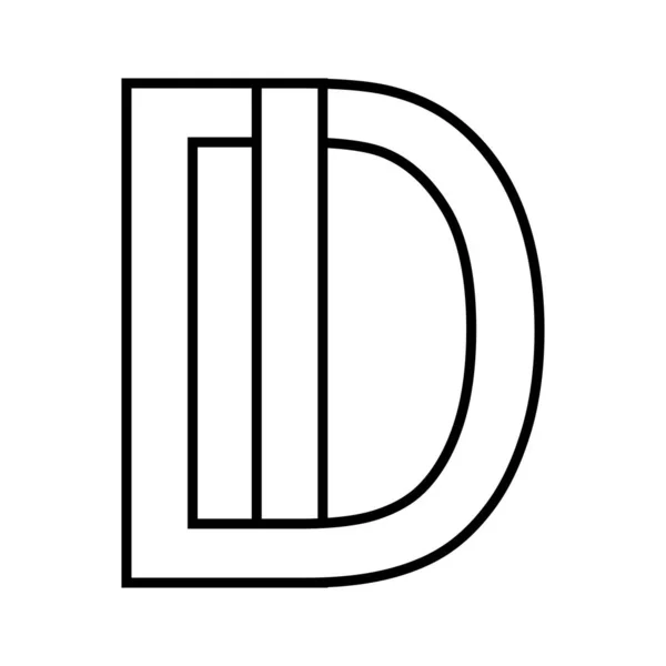Signo de logotipo de id signo de icono entrelazado letras d i — Archivo Imágenes Vectoriales