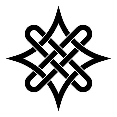 Dörtlü Kelt düğümü sembolü doğru yolu seçiyor, iyi ve kötü hisse senedi örneklerini seçmenin işareti.