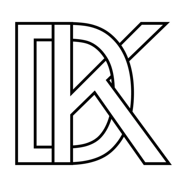 Logo znak dk kd ikona znak, dk prokládané písmena d k — Stockový vektor