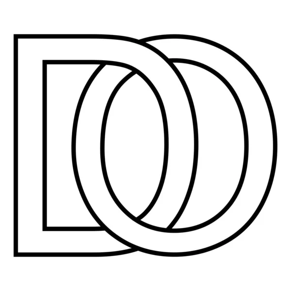 Logotyp tecken gör od, ikon tecken gör sammanflätade bokstäver d o — Stock vektor