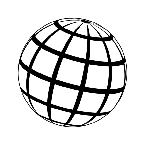 線で球,子午線と経度を持つモデル惑星地球, 3D球 — ストックベクタ