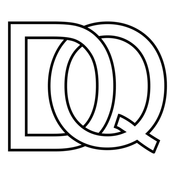 Logo sign dq qd, icon nft dq interbited letters d q — 스톡 벡터