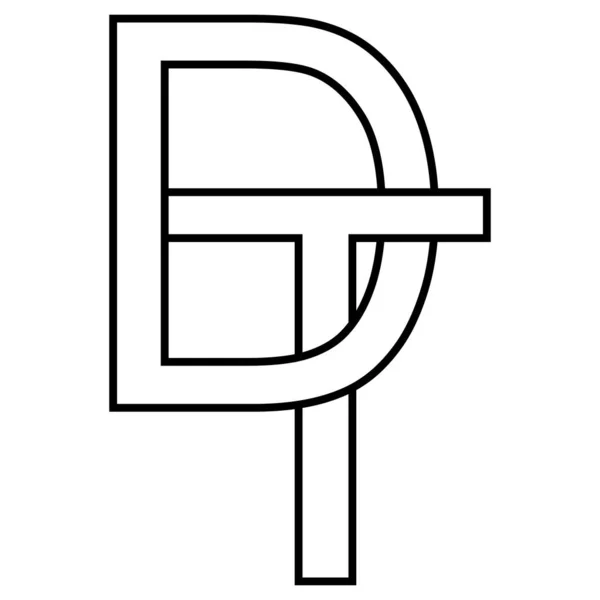 Logotypskylt dt, td ikon nft dt sammanflätade bokstäver d t — Stock vektor