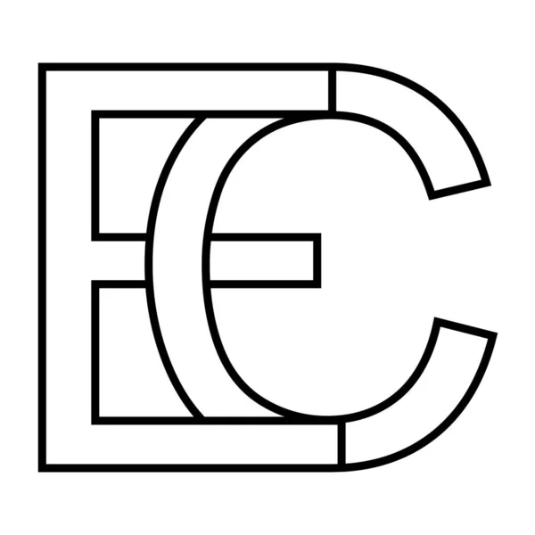 Вивіска логотипу Ec ce, переплетена піктограма nft ec, літери e c — стоковий вектор