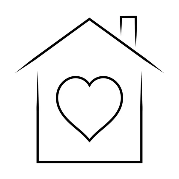 Cute cozy house with heart icon housing sign family love and support — Stock Vector