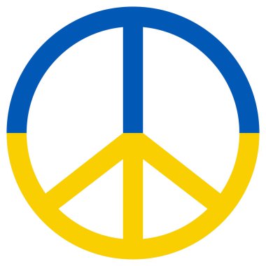 Barış işareti barışçıl, bayrak Ukrayna, savaş karşıtı mavi sarı renk, barışçıl, uzlaşmacı