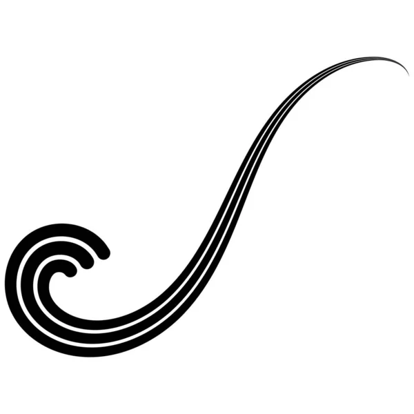 Curvo tres rayas caligrafía rizo, mar ola caligrafía elegantemente curva cinta logo — Vector de stock