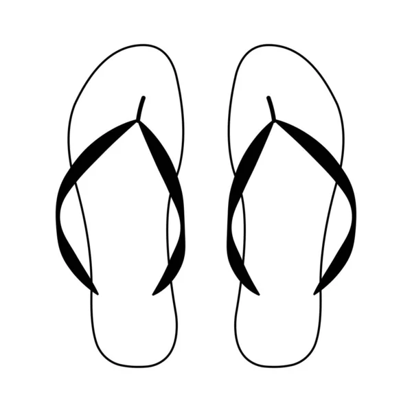 Icono de sandalia de chanclas, zapatos de chanclas para zapatillas de la línea de verano — Vector de stock