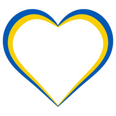 Kalp şeklinde Ukrayna bayrağı. Mavi kalp Ukrayna vatanseverliğini seviyor.