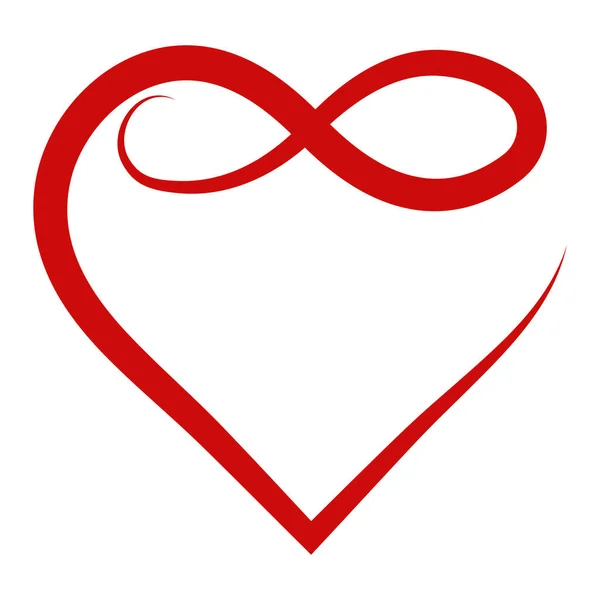 Szerelem jel szív örökre, végtelen romantikus szimbólum, esküvő logó szív végtelen érzés szerelem — Stock Vector