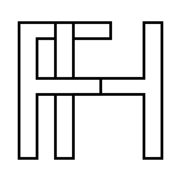 로고 사인 , fh hf 아이콘 , nft fh 혼성 문자 f h — 스톡 벡터