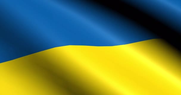 Animation flagga Ukraina, flagga Ukraina utvecklas diagonalt i vinden — Stockvideo