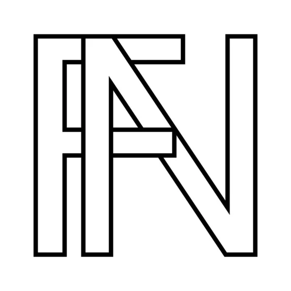 Logo teken, fn nf icoon, nft fn interlaced letters f n — Stockvector