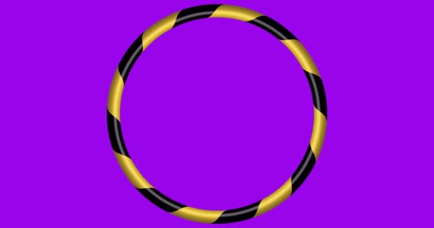 Gul, svart stripe varsomhet roterende ramme varselgrense, sirkelring - sikkerhet – stockvideo