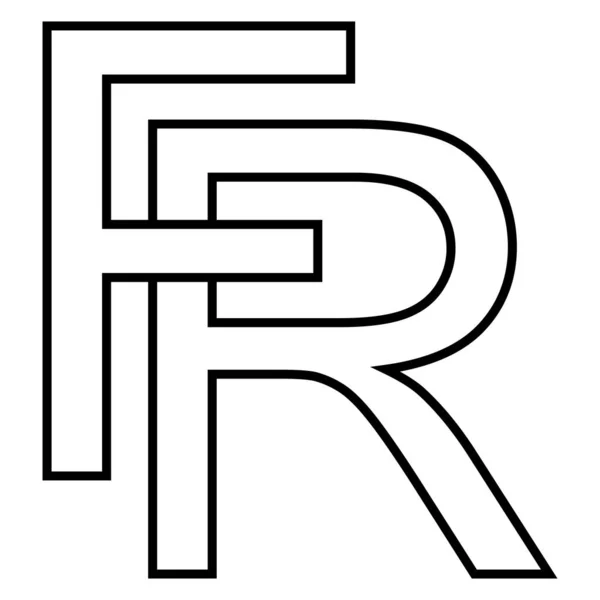 Logo tanda, ikon fr rf, nft fr huruf terinterlasi f r - Stok Vektor