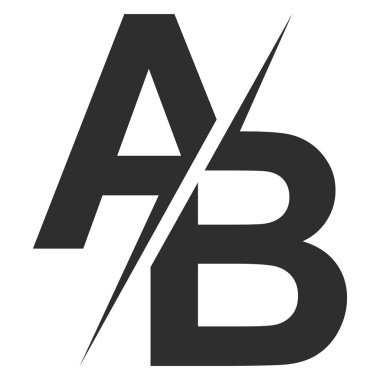 A B ab logosu, A vs b ab ile çapraz çarpma ile ayrılmıştır.