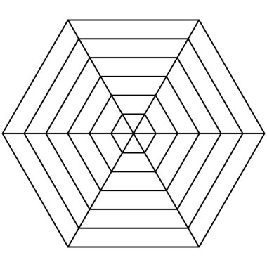 Altıgen radar şablonu örümcek ağı şeması şeması 6S boş altıgen radar şablonu