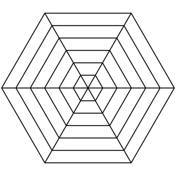 六边形雷达模板蜘蛛网状图蜘蛛6S空白十六进制雷达模板 — 图库矢量图片