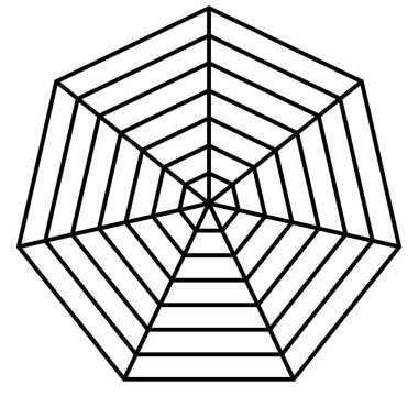 Heptagon 7 radar şablonu örümcek ağı şeması, diyagram örümceği 7S boş hepta radar şablonu