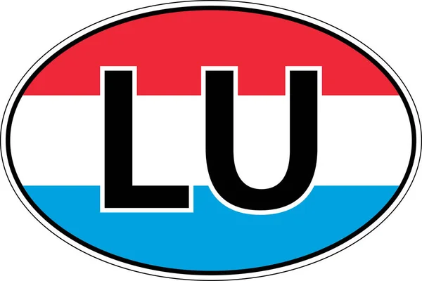 Luxembourg LU flag label sticker on car, international license plate — Wektor stockowy