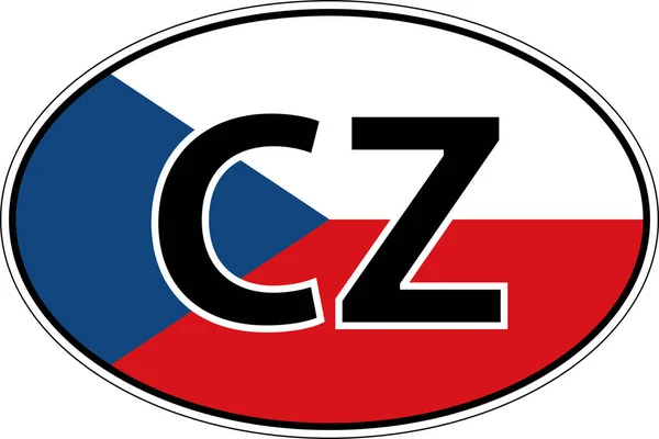 Chech CZ flag label sticker on car, international license plate — 图库矢量图片