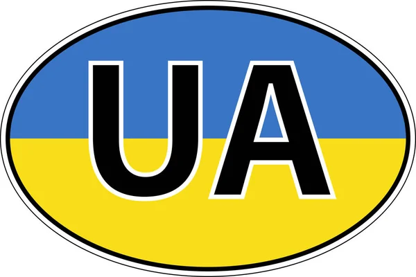 Ukraine UA flag label sticker on car, international license plate — Stock vektor