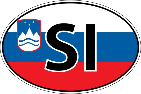 Slovenia SI flag label sticker on car, international license plate — Διανυσματικό Αρχείο