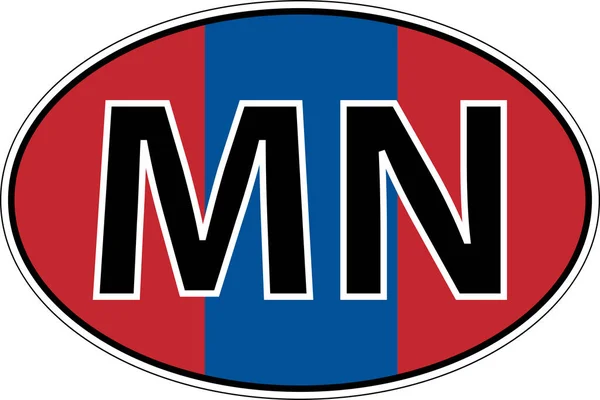 Naklejka z flagą Mongolii MN na samochodzie, międzynarodowa tablica rejestracyjna — Wektor stockowy
