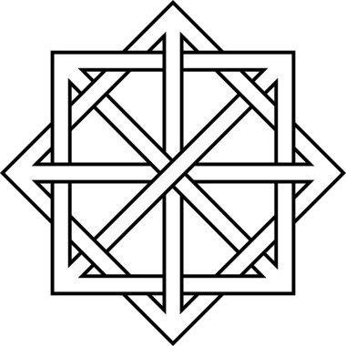 Birbirine dolanmış kareler, soyut geometrik çerçeve