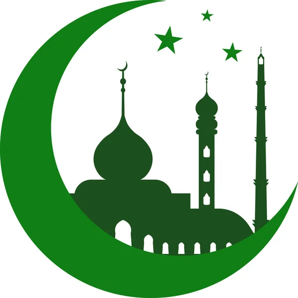 清真寺的祈祷标志 穆巴拉克 穆斯林和公司标志 — 图库矢量图片