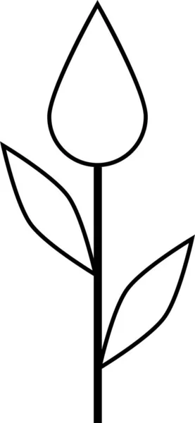 Изображение Простого Цветущего Стебля Бутона Листьев Цветка Иллюстрации — стоковый вектор