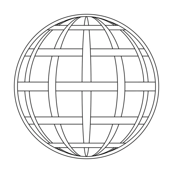 地球のグリッドの地球 子午線と平行なベクトルテンプレートグリッドの表面上のフィールドラインの地球の交差子午線と平行 — ストックベクタ