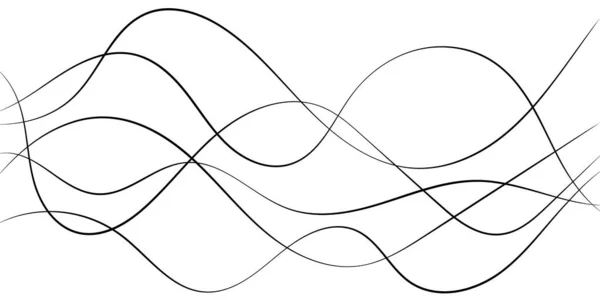 Abstract Curved Wavy Black Long Lines — 图库矢量图片