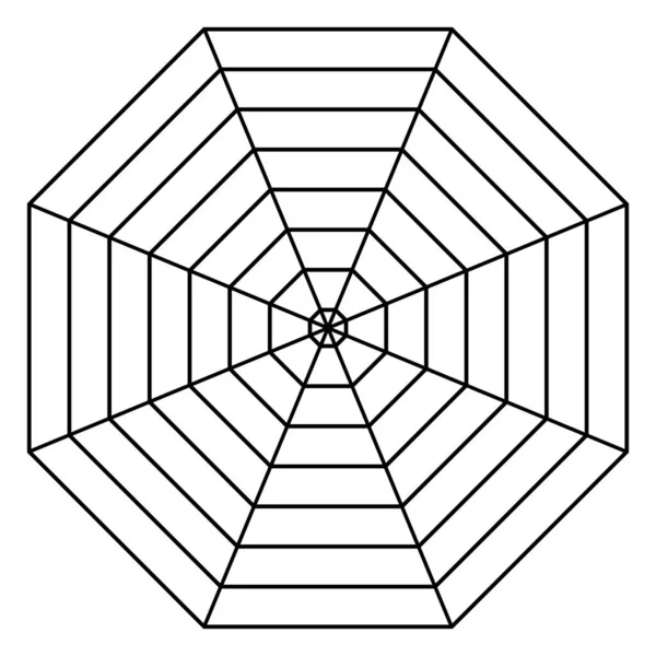 Octagon Spider Grid Pattern Radar Template Spider Diagram — Archivo Imágenes Vectoriales