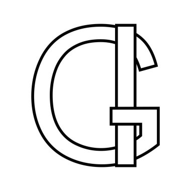 Logo sign gi ig icon, nft interlaced letters g i