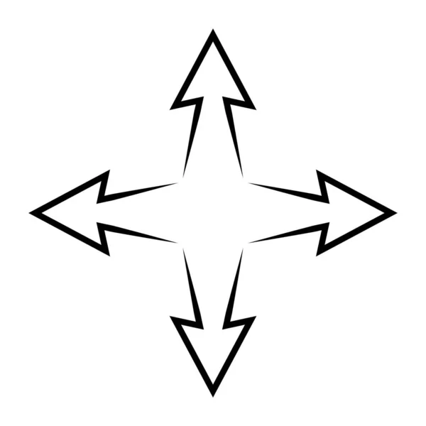 Стрелки Стороны Четыре Способа Оба Логотипа Иконки Стрелка Линии — стоковый вектор
