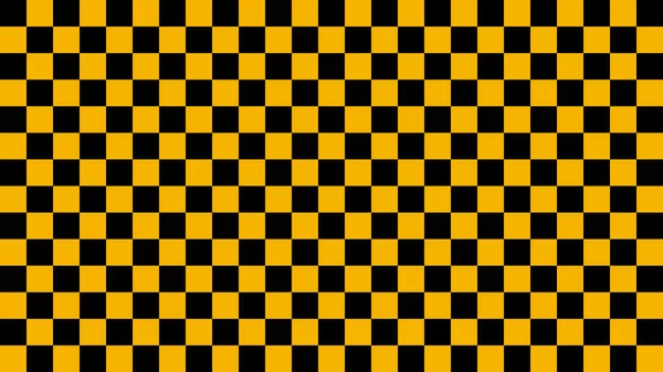 Cuadrado Negro Amarillo Cuadros Comprobar Patrón Bandera Cuadrícula Textura Tablero — Vector de stock