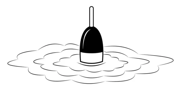釣りから水に波が魚をかむ 振動のフロート — ストックベクタ