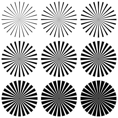 Yayılan yıldız ışınları radyal geometri güneş patlaması dairesel ışınlar