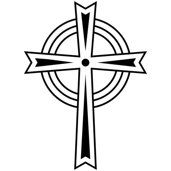 Cruz Cristiana Celta Simple Tatuaje Símbolo Católico Logo Borde Crucifijo — Vector de stock